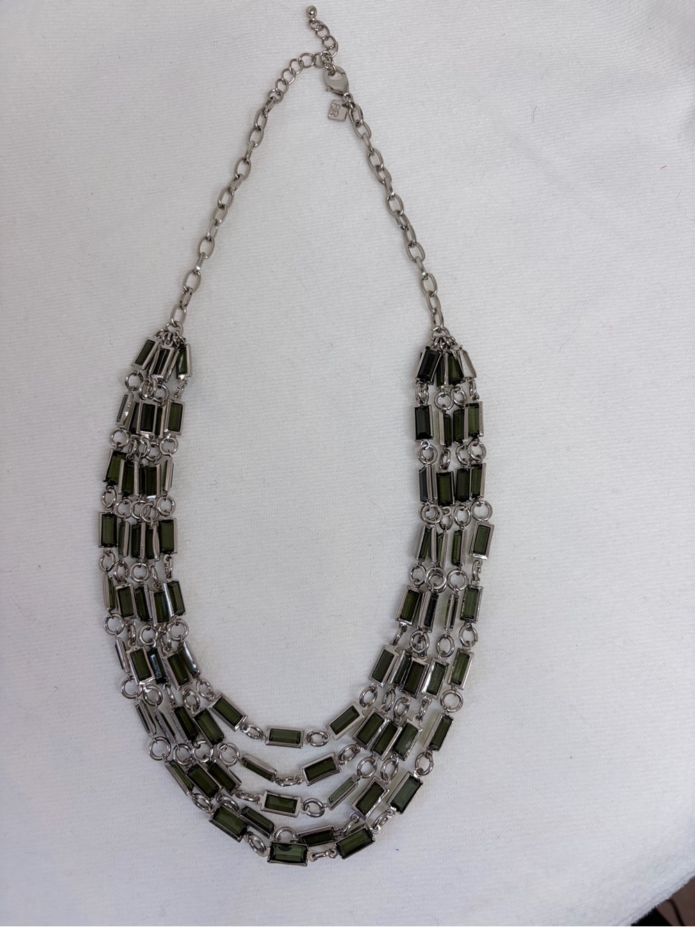 Banana Republic BR Olive Green 4-Strand Baguette Bib Necklace-22"